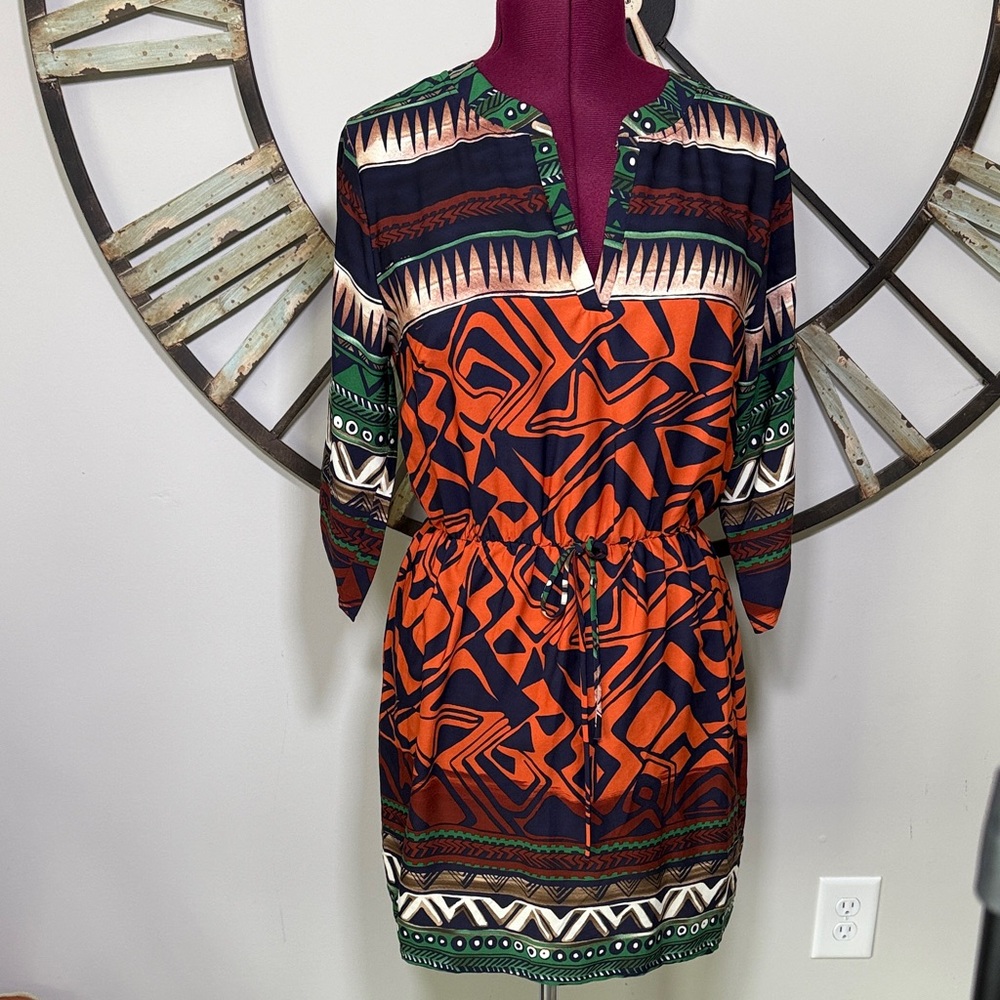 Peppermint Multicolor Geometric Print Dress
